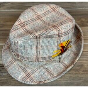 Vintage Pendleton Woolen Mills Wool Fedora Hat Men's Size 7 3/8 Brown Plaid